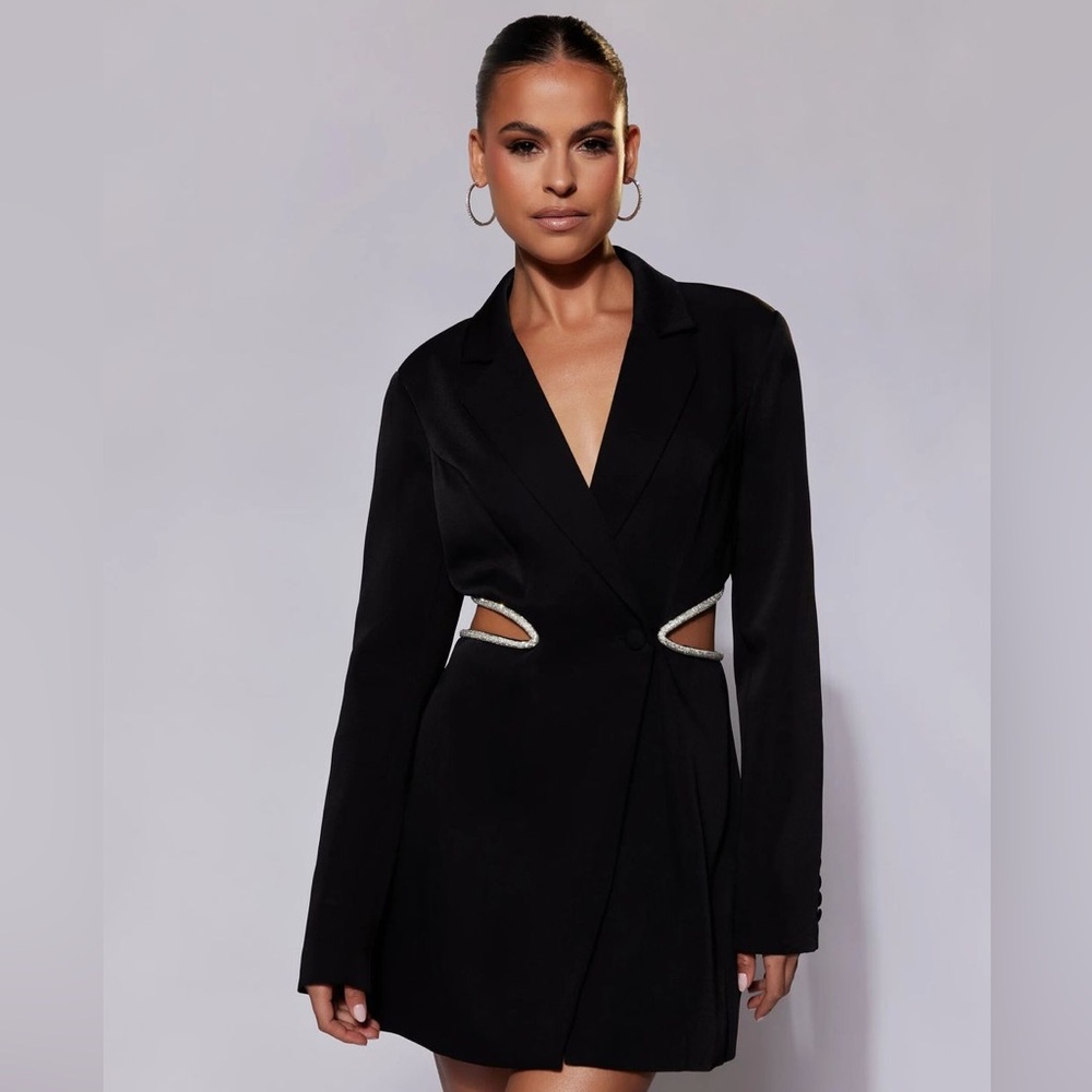 Meshki Shyann Diamante Cut Out Blazer Dress in XS